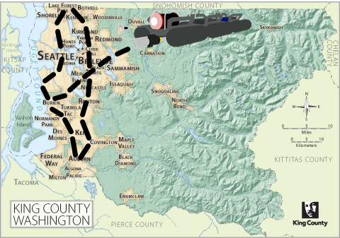 A RedZone robot travels across the map of King County