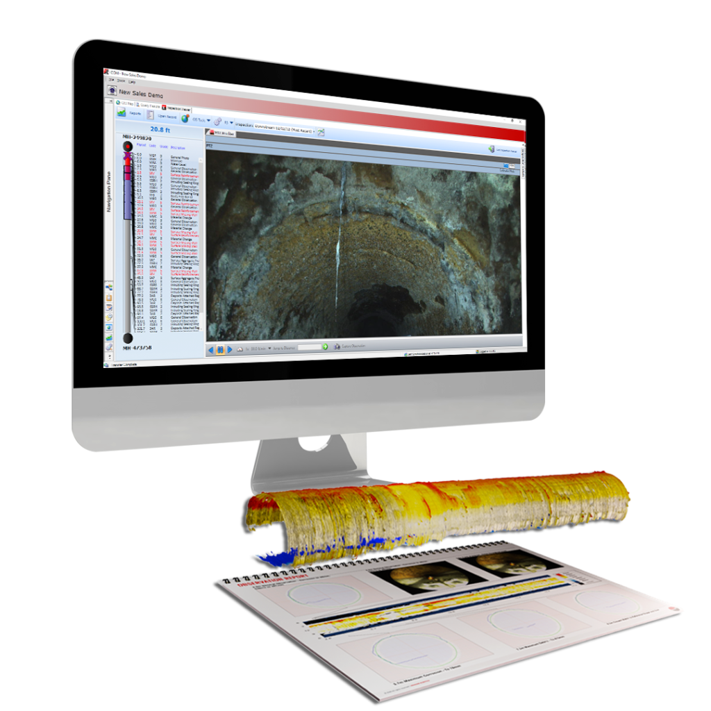 Asset management software on a desktop monitor with a corrosion report