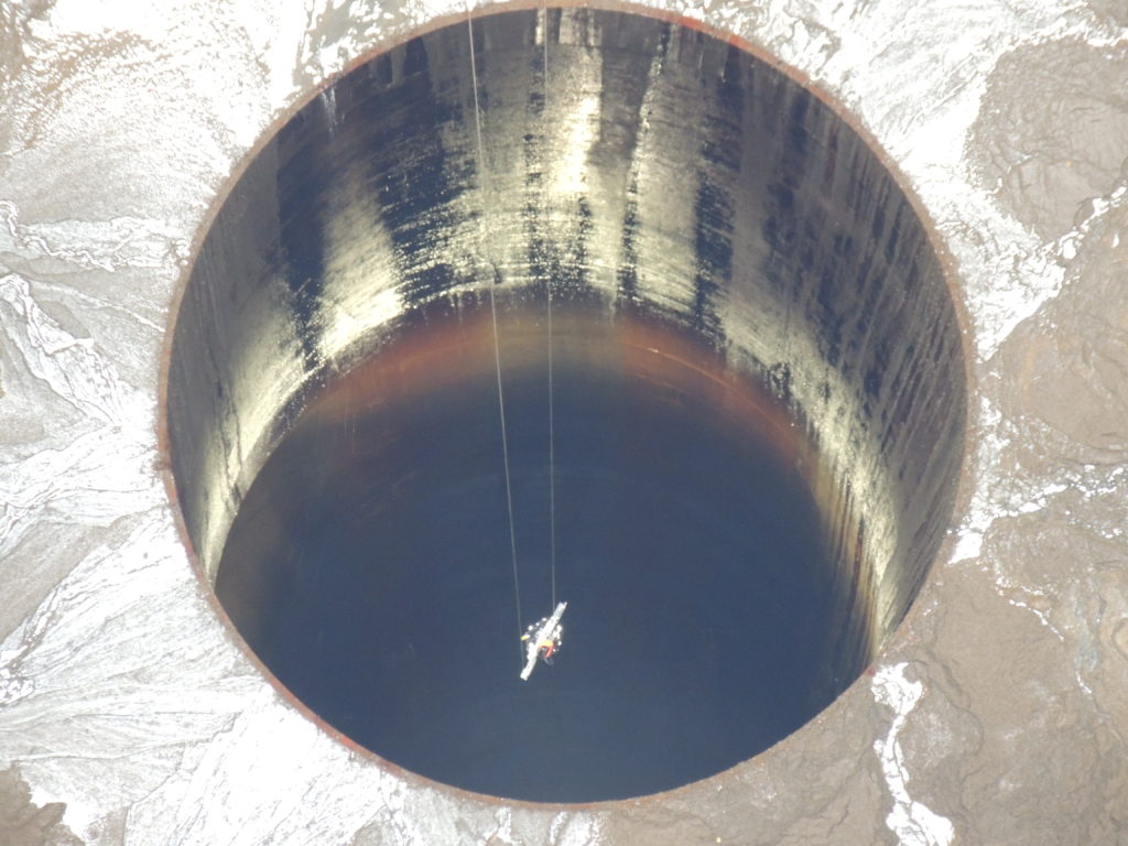 Vertue being deployed in the Rangipo hydropower surge chamber
