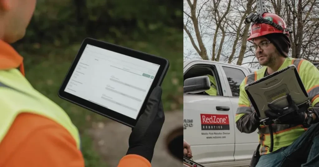 Integrity sewer asset management software being used in the field.